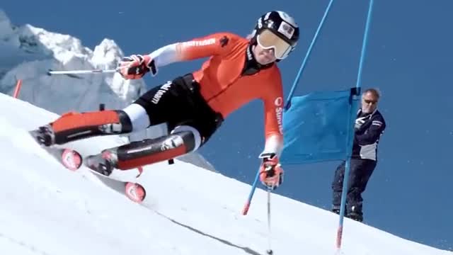 handsome skiing action