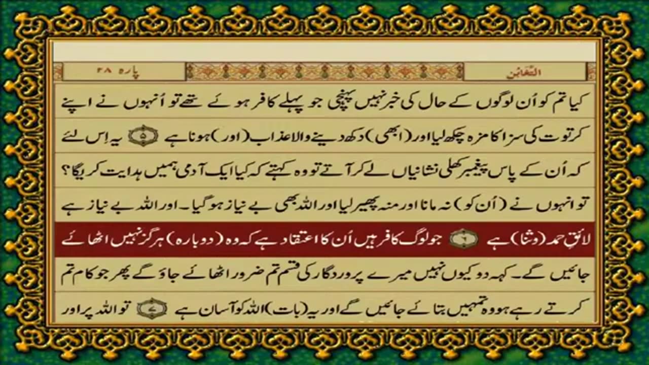 64.64 SURAH TAGHABUN JUST URDU TRANSLATION WITH TEXT FATEH MUHAMMAD JALANDRI HD