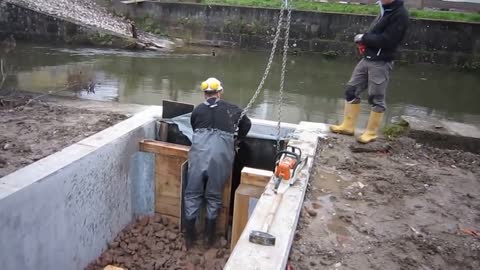 Water is making way through different obstacles made for some thing