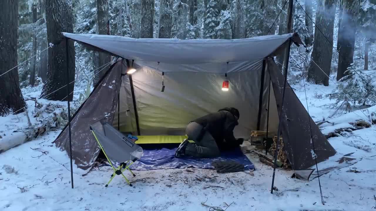 Hot Tent Snow Camping In Old Growth Forest