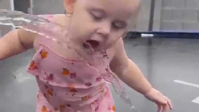 Funny Baby Playing With Water - Baby Outdoor Video