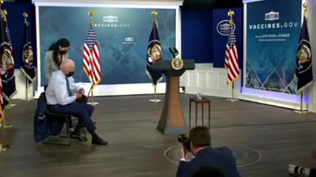 Biden Jokes About Not Looking a Day Over 65 Before Booster Shot -- Then Forgets His Mask at Podium