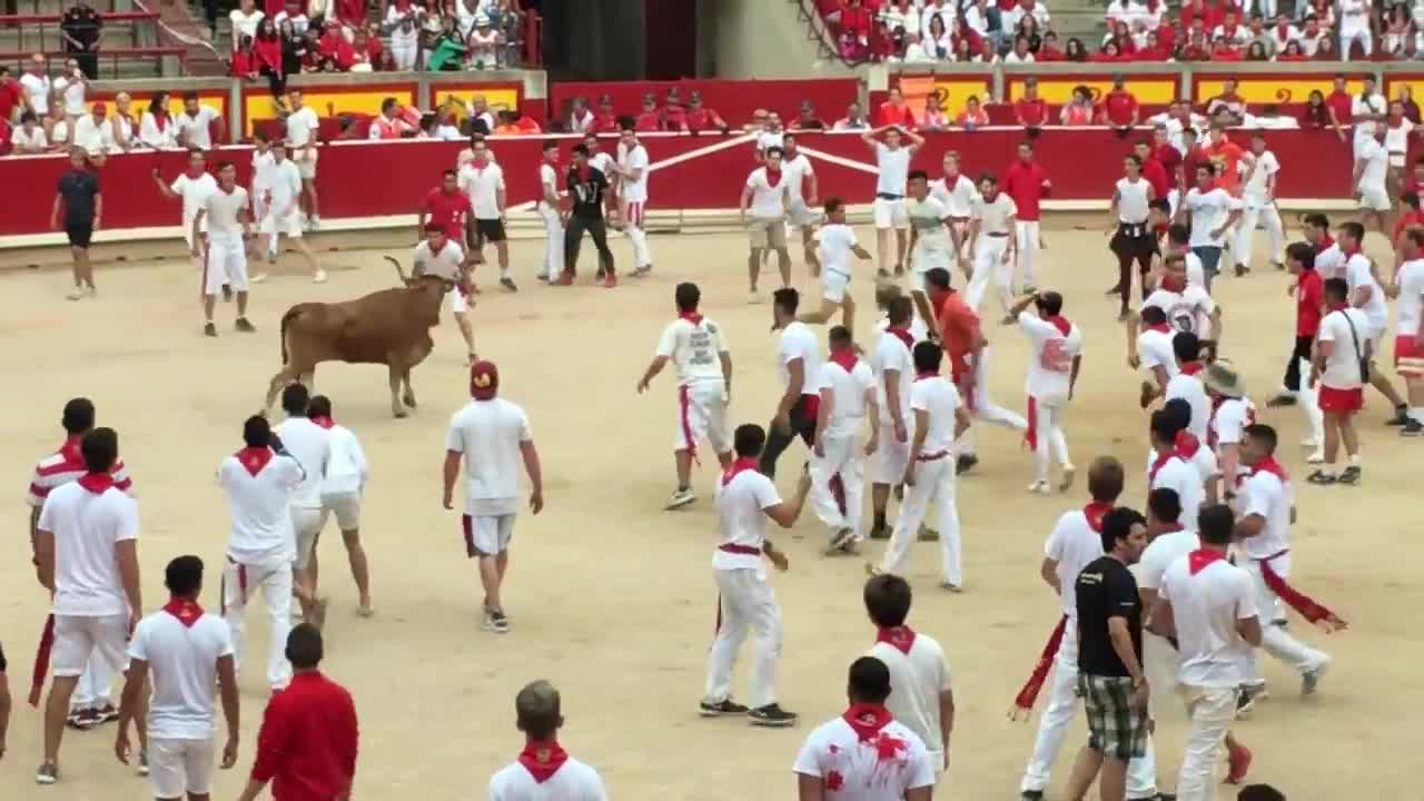 Running of the Bulls in Pamplona, Spain 2019