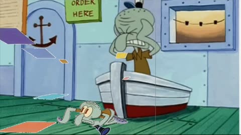 Squidward Is Playing With Tiles While SpongeBob Shows Off His New Boots To Squidward 😎