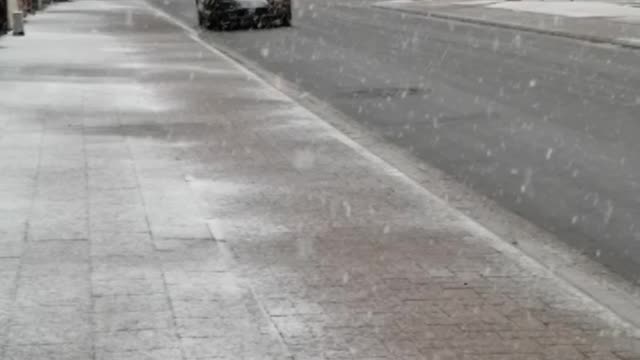 Snowing and street