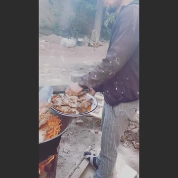 Cooking chicken outdoor