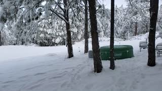 Snow storm and hot tub