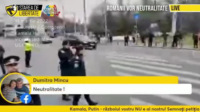 Protest împotriva vizitei Kamalei Harris, lângă Cotroceni