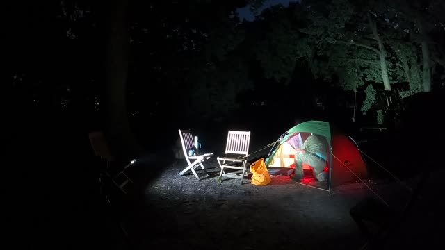 Vlog by the tent. GOPRO. NIGHTLAPSE