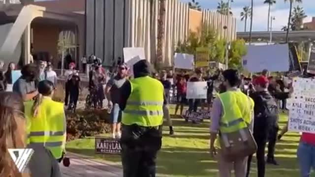 Kyle Rittenhouse protest turns into "Lets Go Brandon"