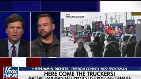 Tucker interviews one of the spokesmen for the Freedom Convoy