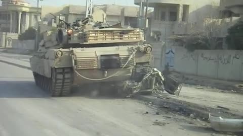 M1 Abrams Running over car Mosul Iraq 2008