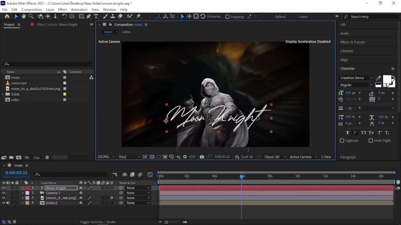 Moon Knight Avengers Endgame Style Credits In After Effects