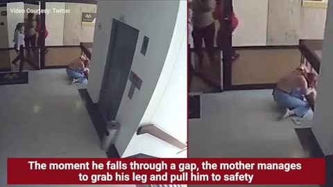 On cam: Mom saves toddler from falling off building stairwell