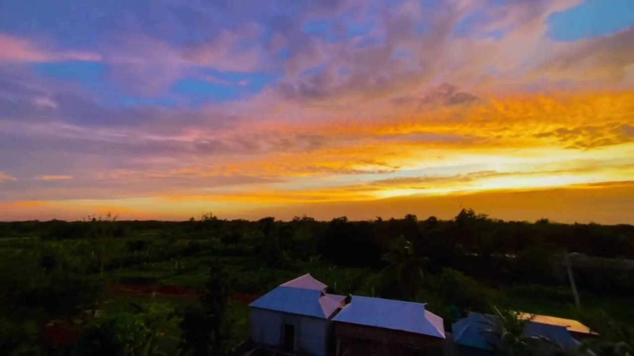 Beautiful sunset view in village life Bangladesh