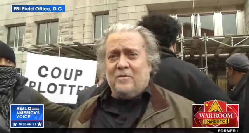 Steve Bannon Delivers Message To Fans From FBI DC Field Office To Open Today's War Room