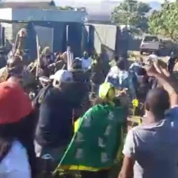 Smiling former president Jacob Zuma appears in public for the first time on Saturday.