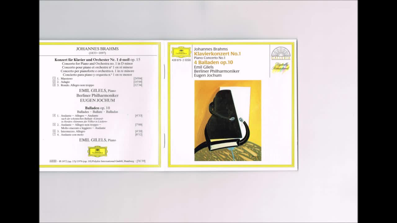 Brahms - Piano Concerto No.1 Gilels Jochum Berliner