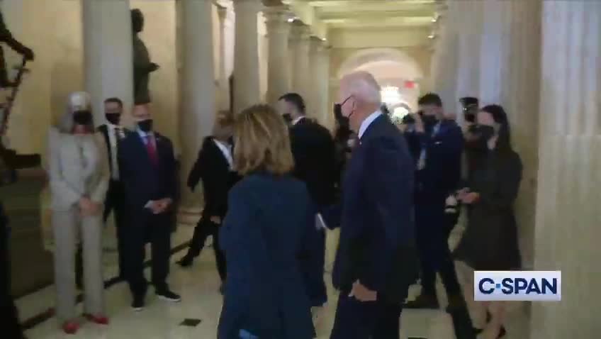 A lot going on in this video other than Biden saluting and asking "Permission to Come Aboard".