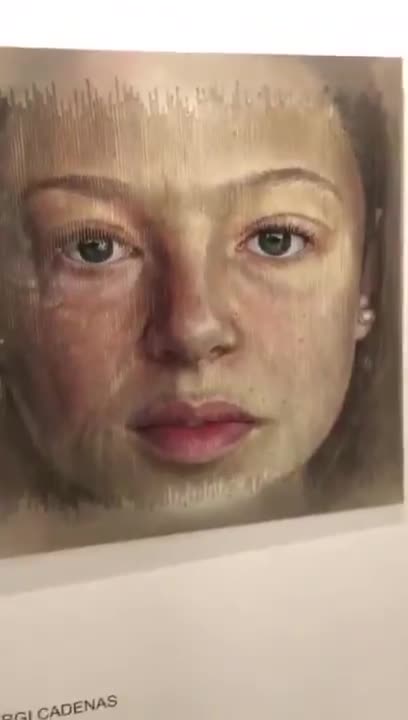 This brilliant painting shows a human aging as you walk by it…😮