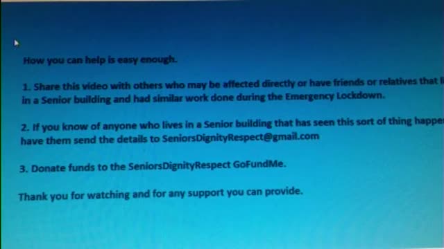 Non Essential work Emergency Lockdown in Seniors Building