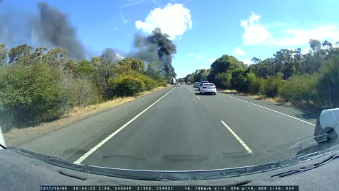 Truck Burns on Highway