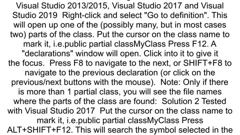 Find another part of PartialClass in Visual Studio IDE