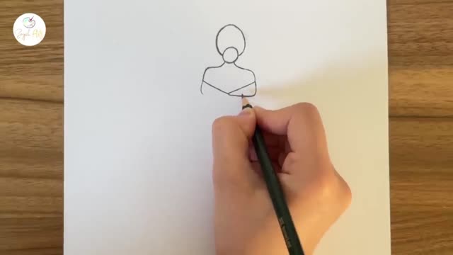 Outline The Lines Of The Girl's Shoulder Skirt