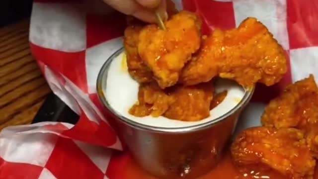 Buffalo flavored popcorn chicken