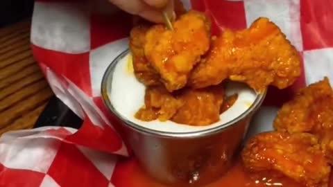 Buffalo flavored popcorn chicken