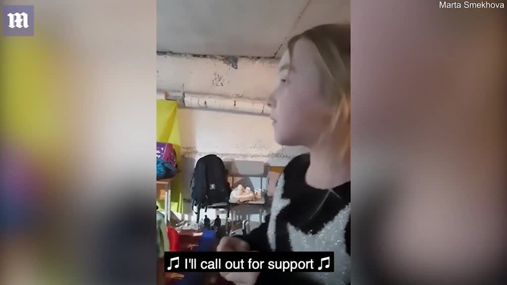 young girl who melted hearts singing the hit song 'Let It Go' in a crowded bunker in Kyiv