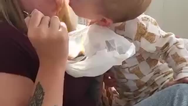 Toddler Steals Food From His Mother's Mouth