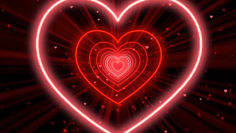 255. Heart Tunnel Background❤️Red Neon Heart