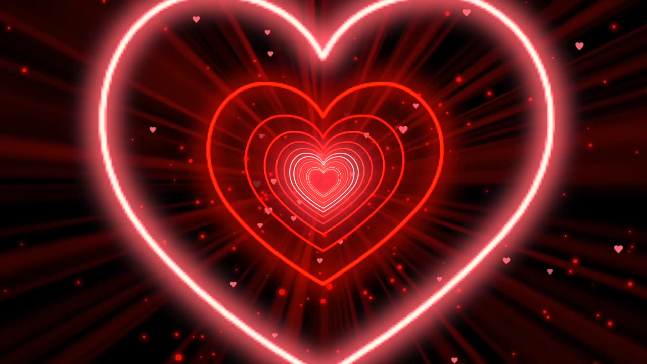 255. Heart Tunnel Background❤️Red Neon Heart