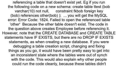 MySQL Error Code 1824 Failed to open the referenced table