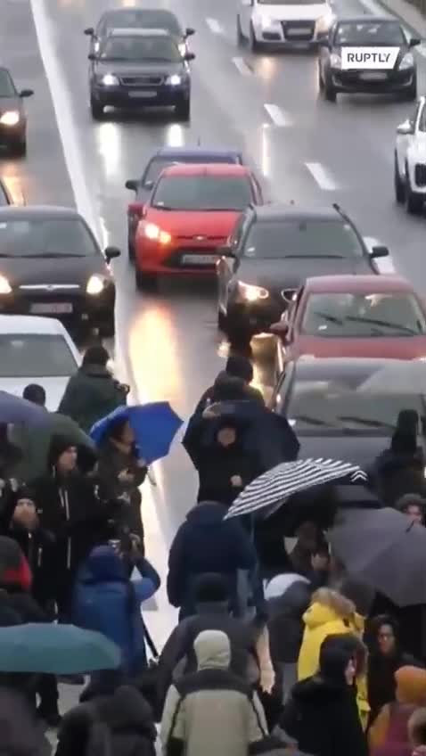 Protesters were seen blocking a highway and bridge for the third