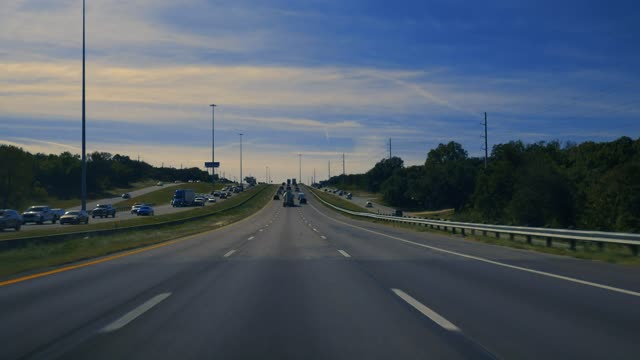 Traveling on the highway on a sunny day