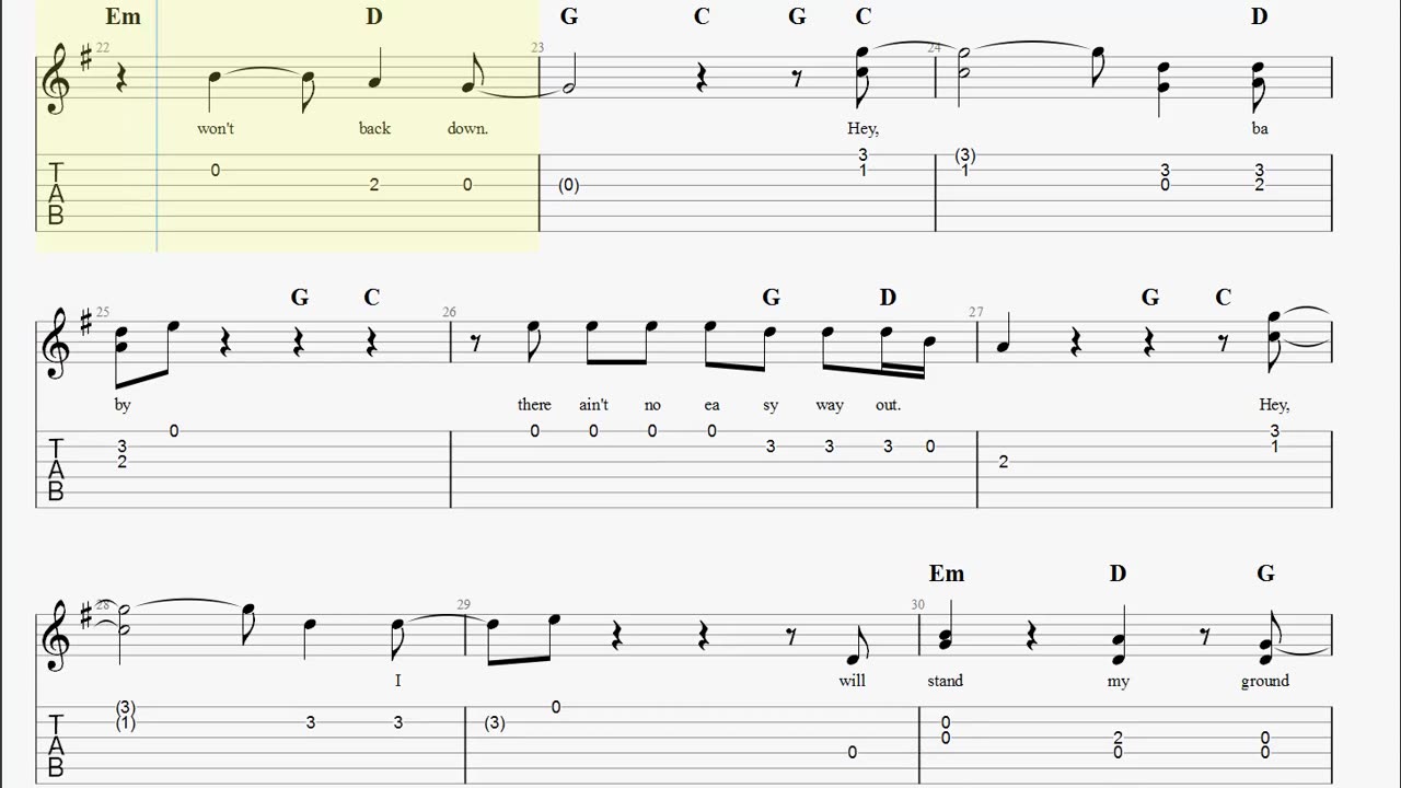 How to play I Won't Back Down