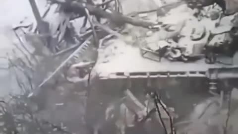 Ukrainian Tank Drives Through a Russian Occupied House