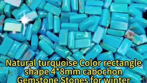 20250213-02 Natural turquoise Color rectangle shape 4*8mm cabochon Gemstone Stones for winter Jewel