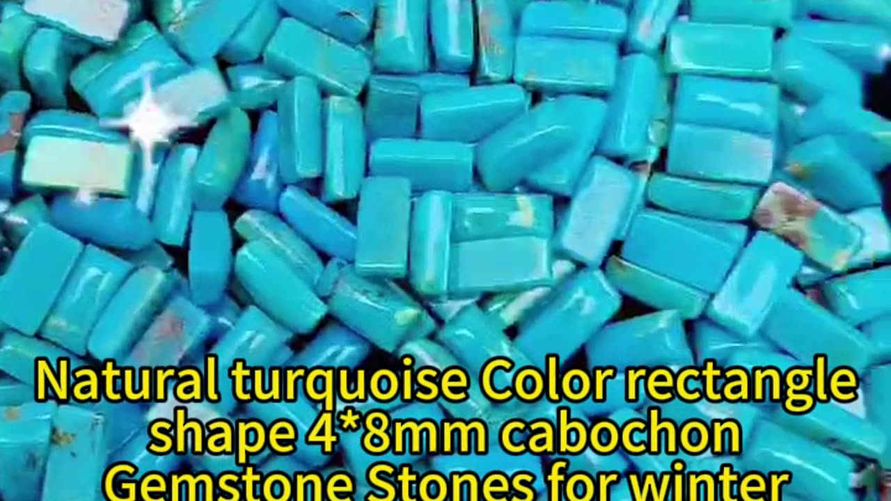 20250213-02 Natural turquoise Color rectangle shape 4*8mm cabochon Gemstone Stones for winter Jewel