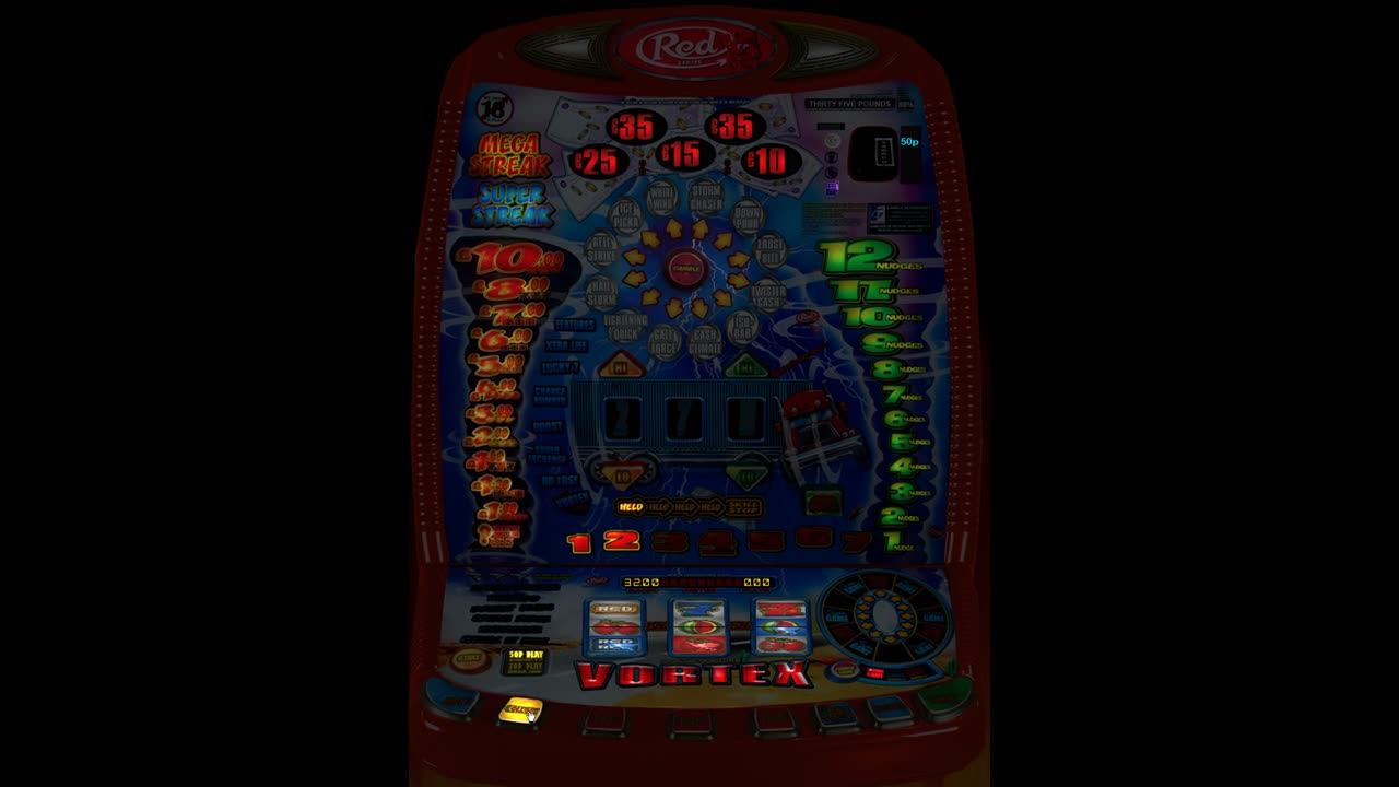 Vortex £35 Jackpot Red Gaming Fruit Machine Emulation