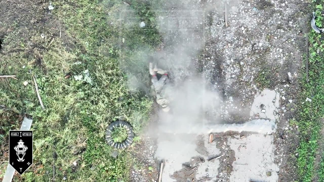 Multiple drone dropped grenade strikes on a lone Russian soldier