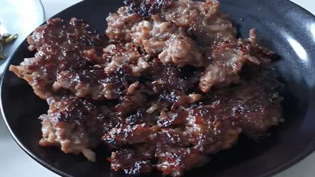 Korean home meal- Rice, Tteokgalbi, stir-fried anchovies, shrimp, pork, radish, Bean sprouts