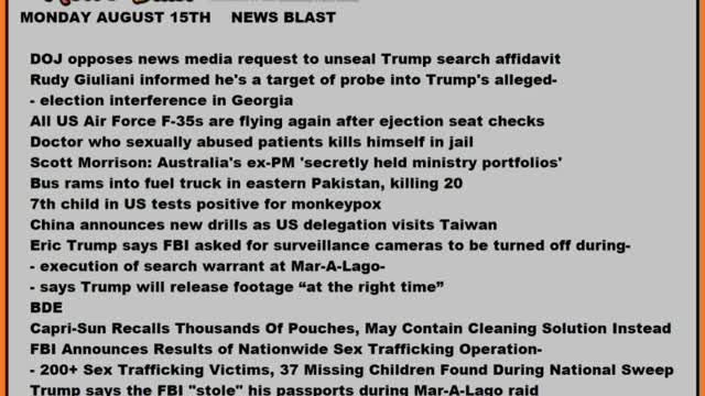 Monday August 15,2022. News Blast.#NBR #NewsBlastReading #Enoch