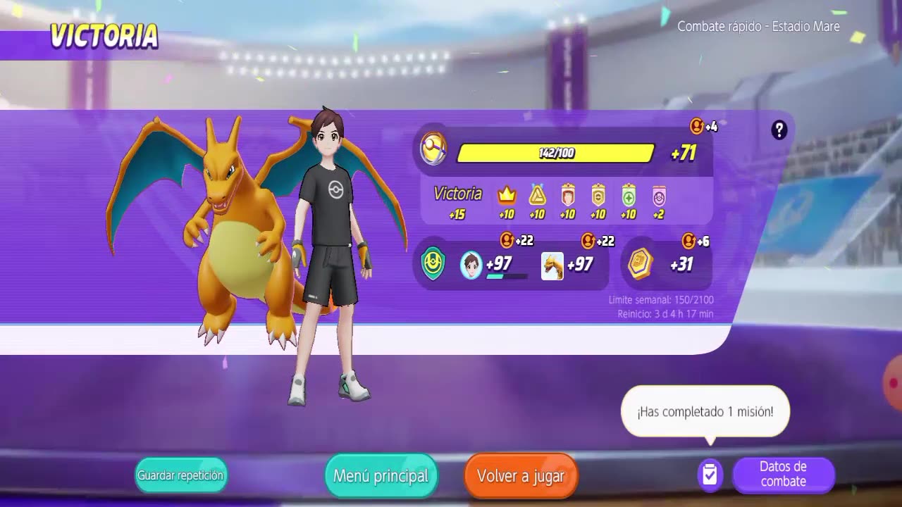 Pokemon Unite charizard Estadio mare 4vs4