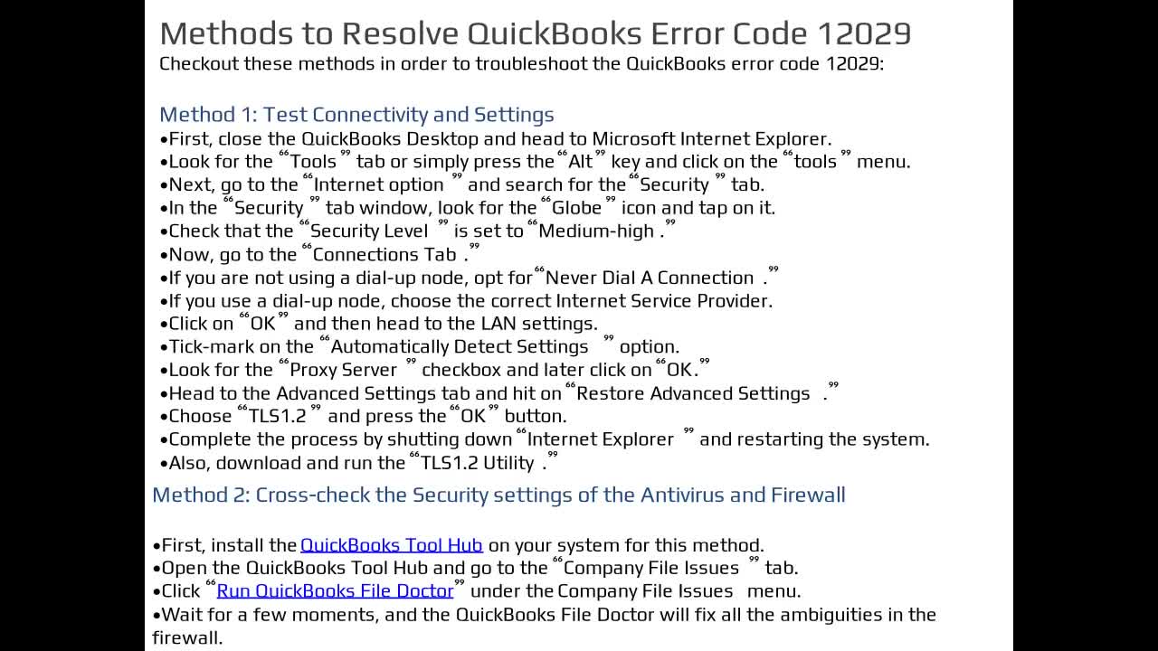 How to Fix QuickBooks Error Code 12029?