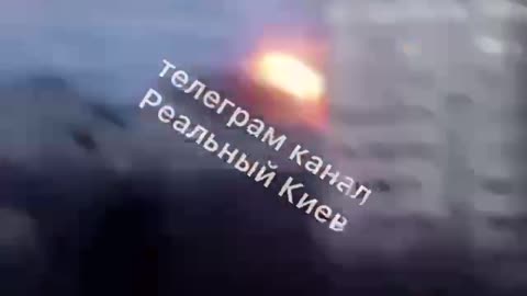 The moment a rocket hit an object in Kyiv this morning.