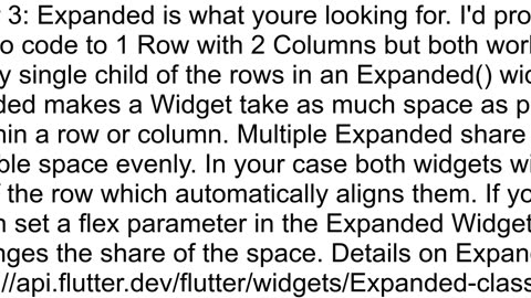 Align Row items listed in a Column widget