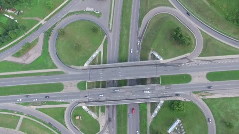 Difficult road junction on a busy highway